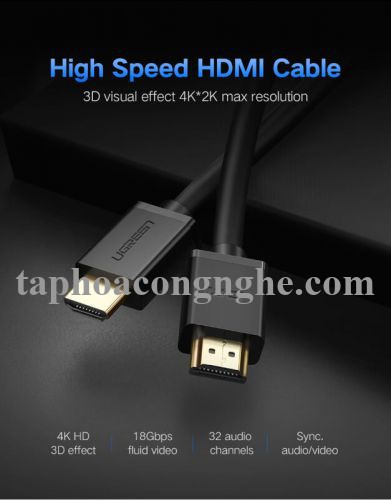Ugreen 40591 40M màu Đen Cáp tín hiệu HDMI chuẩn 1.4 hỗ trợ phân giải 4K * 2K HD104 30040591
